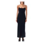 Zwarte Jersey Midi Jurk Aw24 MM6 Maison Margiela , Black , Dames