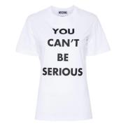 Witte bedrukte T-shirts en Polos Moschino , White , Dames