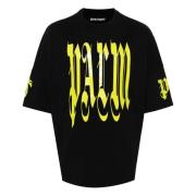 Gothic Lettering Gedrukte T-shirts en Polos Palm Angels , Black , Here...