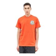 Katoenen Jersey Logo Applique T-Shirt Moncler , Orange , Heren