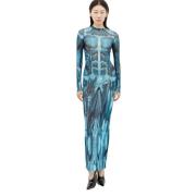 Mesh Maxi Jurk Fashion Fiction Collectie Jean Paul Gaultier , Blue , D...