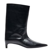 Leren Enkellaarzen Puntige Neus Kittenhak Jil Sander , Black , Dames