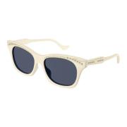 Stijlvolle Ivory/Blue Zonnebril Gucci , Beige , Dames