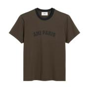 Biologisch Katoen Bedrukt Logo T-shirt Ami Paris , Brown , Heren