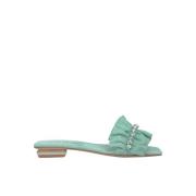 Ruffle Flat Sandal Alma EN Pena , Green , Dames