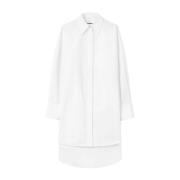 Witte Katoenen Jurk met Kraag Jil Sander , White , Dames