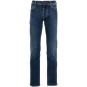 Blauwe Slim Fit Geborduurde Denim Jeans Jacob Cohën , Blue , Heren