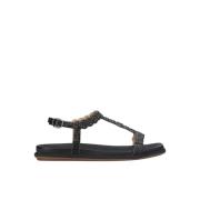 Glinsterende platte sandaal Alma EN Pena , Black , Dames