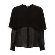 Zwarte Zijden Georgette Cape Shirt Chloé , Black , Dames