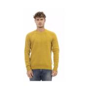 Elegante Gele Wol Crewneck Sweater Alpha Studio , Yellow , Heren