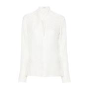 Witte Jacquard Logo Overhemd Salvatore Ferragamo , White , Dames