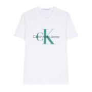 Logo Bedrukt Katoenen T-shirt Wit Calvin Klein Jeans , White , Heren