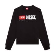 Zwarte Sweater Box Logo Print Diesel , Black , Heren