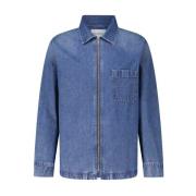 Denim Overshirt Closed , Blue , Heren