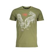 Print Logo Ronde Hals T-Shirt Cavalli Class , Green , Heren