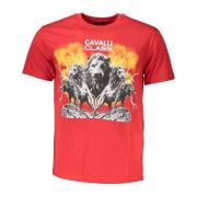 Rood bedrukt T-shirt met klassieke stijl Cavalli Class , Red , Heren