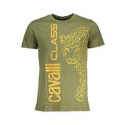 Print Logo Ronde Hals T-Shirt Cavalli Class , Green , Heren