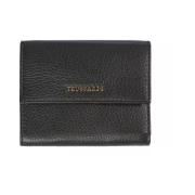 Elegante Zwarte Leren Portemonnee Dames Trussardi , Black , Unisex