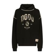 Zwarte Front Print Hoodie Truien Dolce & Gabbana , Black , Heren