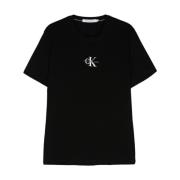 Zwart Logo Print Katoenen T-shirt Calvin Klein Jeans , Black , Heren