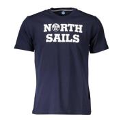 Blauw Katoenen T-Shirt met Korte Mouwen North Sails , Blue , Heren