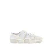 Witte Canvas Sneaker met Rubberen Zool Burberry , White , Heren