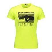 Levendig Logo Print Tee Diesel , Yellow , Heren