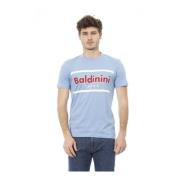 Trendy Heren T-shirt met Logo Patroon Baldinini , Blue , Heren