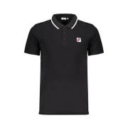 Zwart Katoenen Poloshirt met Contrastdetails Fila , Black , Heren