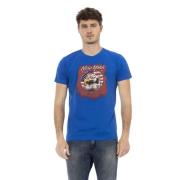 Blauw korte mouw ronde hals tee Trussardi , Blue , Heren