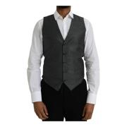 Grijze Wol Formele Vest Dolce & Gabbana , Gray , Heren