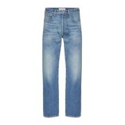 Blauwe Denim Straight Jeans Logo Plaat Valentino Garavani , Blue , Her...