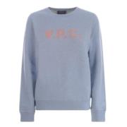 Indigo Blauw Logo Sweatshirt Ronde Hals A.p.c. , Blue , Dames