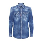 Stonewashed Denim Shirt Blauw Dsquared2 , Blue , Heren