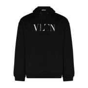 Zwarte Logo Print Hoodie Sweater Valentino Garavani , Black , Heren