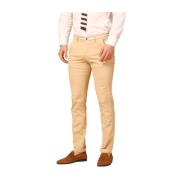 Slim Fit Chino Broek van Katoen en Tencel Mason's , Beige , Heren