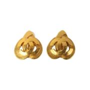 Pre-owned Metal earrings Chanel Vintage , Yellow , Dames