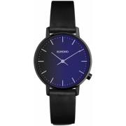 Zwart Roestvrij Stalen Leren Horloge Komono , Black , Unisex