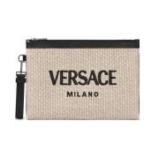 Geborduurde Beige Clutch Tas Versace , Beige , Heren