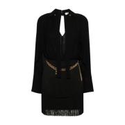 Zwarte Korte Jurk met Kettingdetail Elisabetta Franchi , Black , Dames