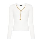 Witte Trui met Ketting Ribgebreid Elisabetta Franchi , White , Dames