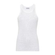 Witte Geribbelde Tanktop met Strass Versieringen The Attico , White , ...