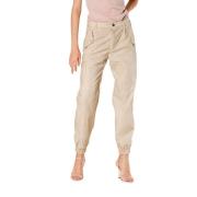 Curvy Cargo Broek in Katoen & Tencel Mason's , Beige , Dames