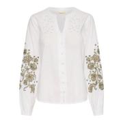 Geborduurde Blouse Sneeuwwit Cream , White , Dames