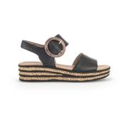 Zwarte Leren Sandalen Gabor , Black , Dames