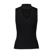 Geribbeld Top met Cutout Riani , Black , Dames