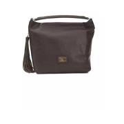 Elegante Bruin Leren Schoudertas Pompei Donatella , Brown , Dames