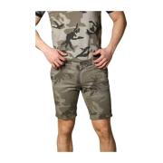 Camouflage Slim Fit Chino Bermuda Mason's , Green , Heren