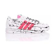 Handgemaakte Wit Roze Sneakers Adidas , Multicolor , Unisex