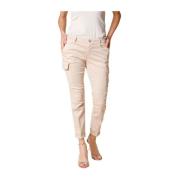 Curvy Cargo Broek in Stretch Satijn Mason's , Beige , Dames